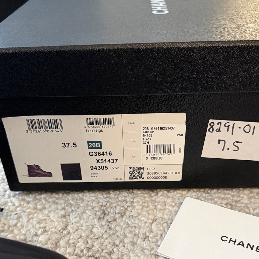 CHANEL Black Leather Lace-Up Platform Boots with Logo Cap - Picture 10 of 14